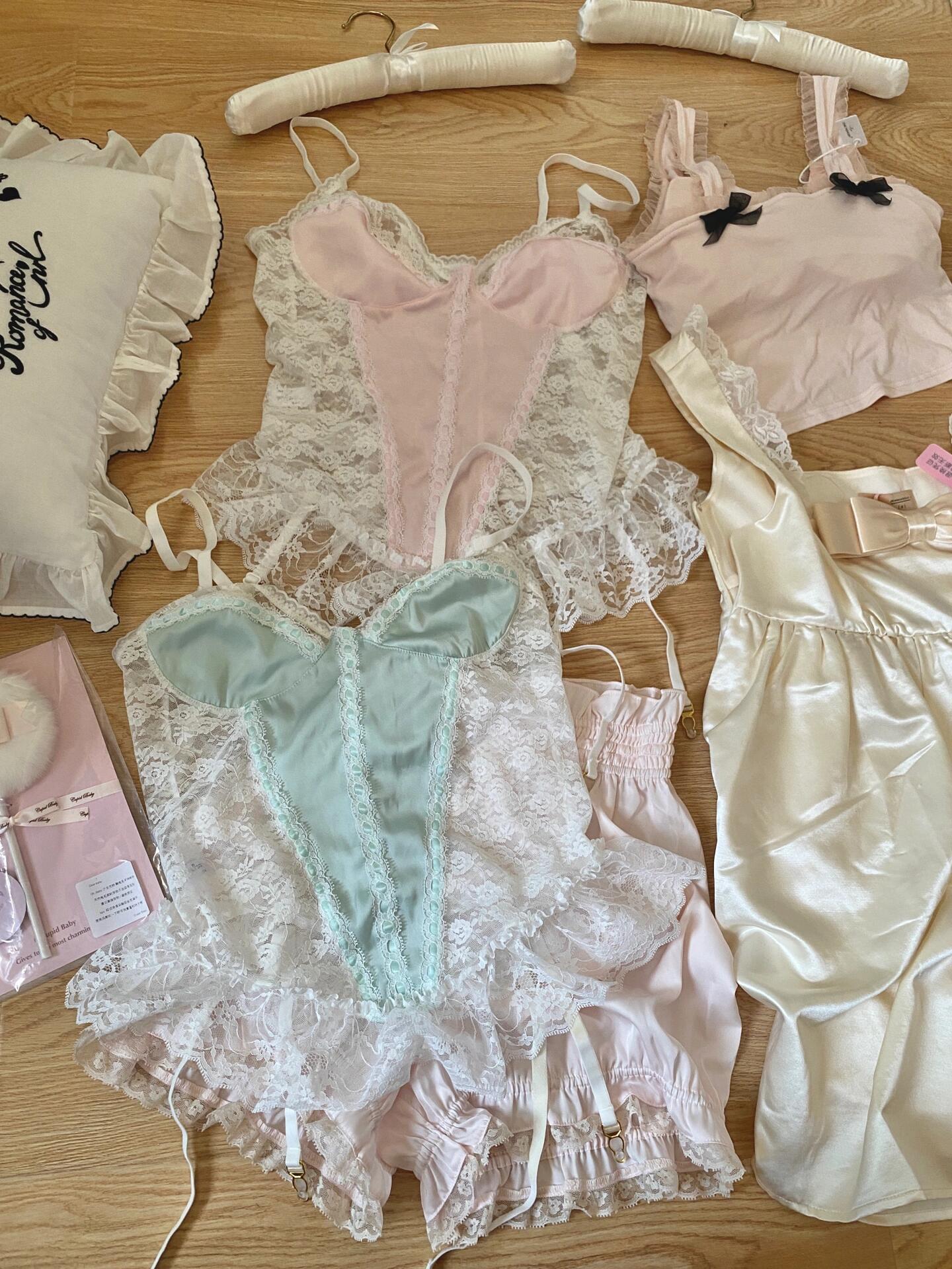 Get trendy with Mid summer nights dream lingerie lace satin corset bustier with garter straps - available at Peiliee Shop. Grab yours for $29 today!