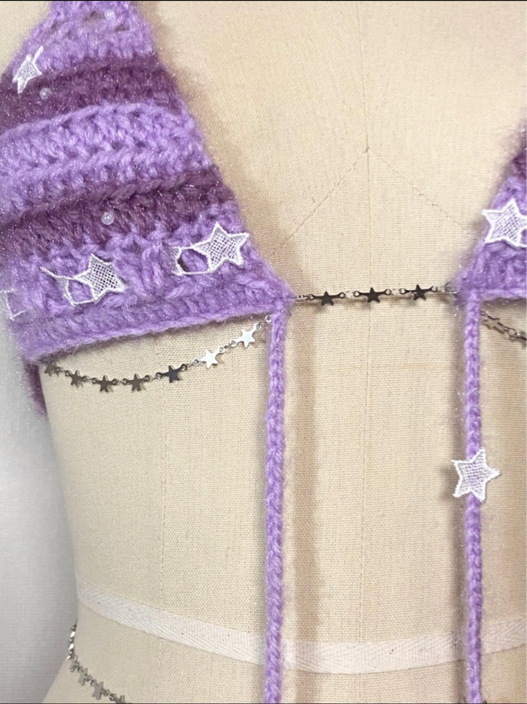 Get trendy with [Customized Handmade] Galaxy Mermaid Pastel knitting set by windoii bikini top and skirt -  available at Peiliee Shop. Grab yours for $39.90 today!