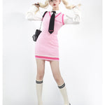 Get trendy with Pink Schoolgirl Jumper Dress Barbie Core Style - Dresses available at Peiliee Shop. Grab yours for $68 today!