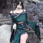 Get trendy with Evil Snake Wide Sleeves Kimono Style Dress Set - Dresses available at Peiliee Shop. Grab yours for $44.75 today!