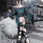 Get trendy with Evil Snake Wide Sleeves Kimono Style Dress Set - Dresses available at Peiliee Shop. Grab yours for $44.75 today!