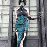 Get trendy with Evil Snake Qipao Style Slit Dress - Dresses available at Peiliee Shop. Grab yours for $59.90 today!