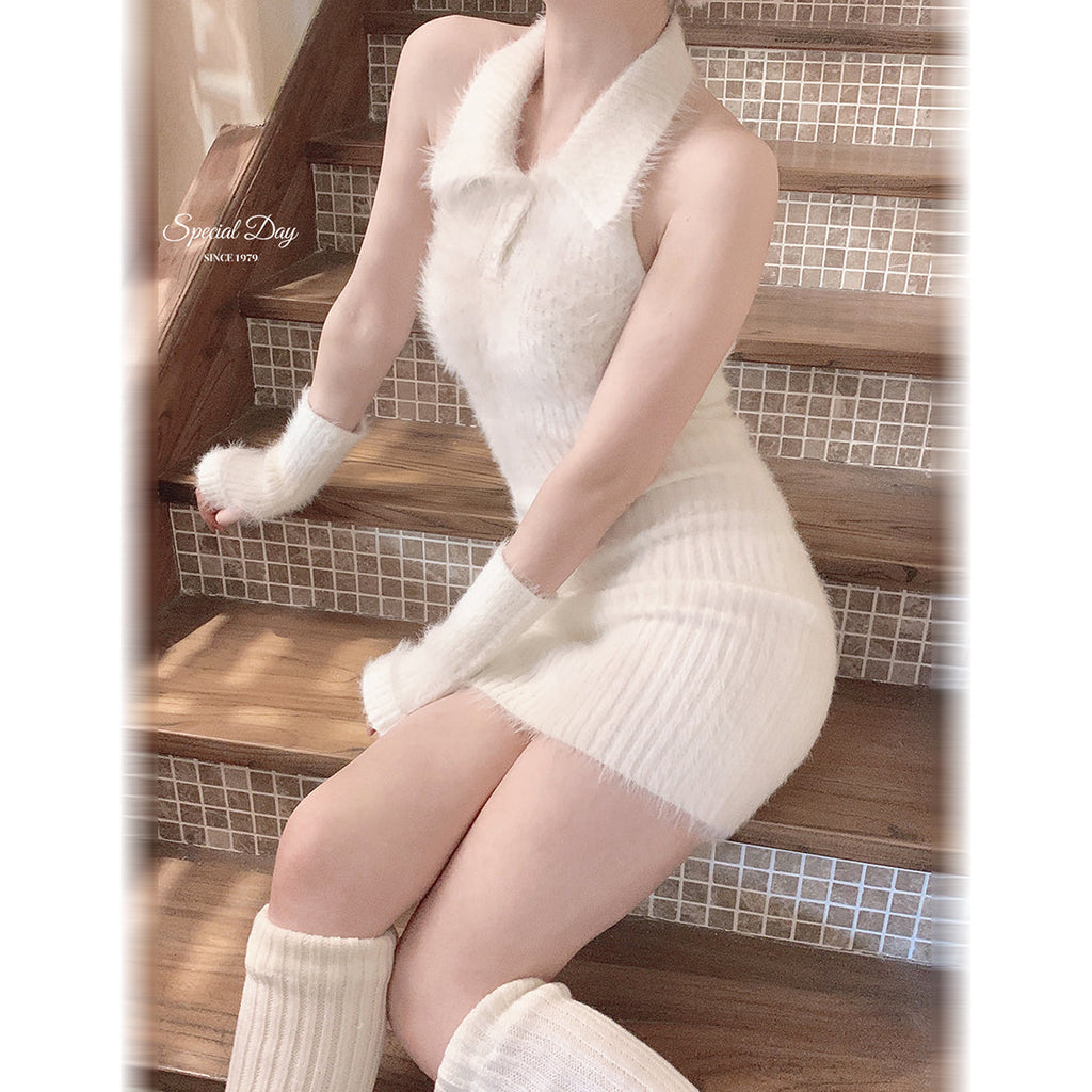 Get trendy with [Basic] Soft angel bodycon faux fur dress set -  available at Peiliee Shop. Grab yours for $24 today!