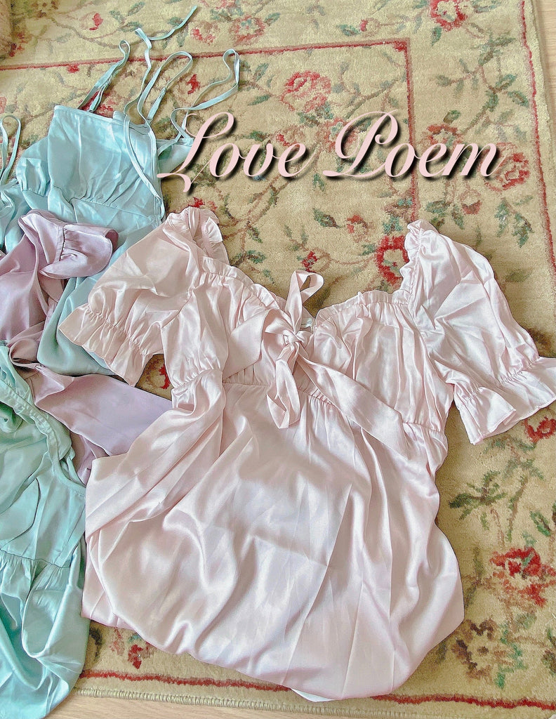 Get trendy with [Basic] Love Poem Satin Dress -  available at Peiliee Shop. Grab yours for $26.80 today!