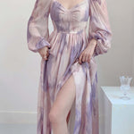 Get trendy with Lilac Floral Dress Gown - Dresses available at Peiliee Shop. Grab yours for $38.60 today!