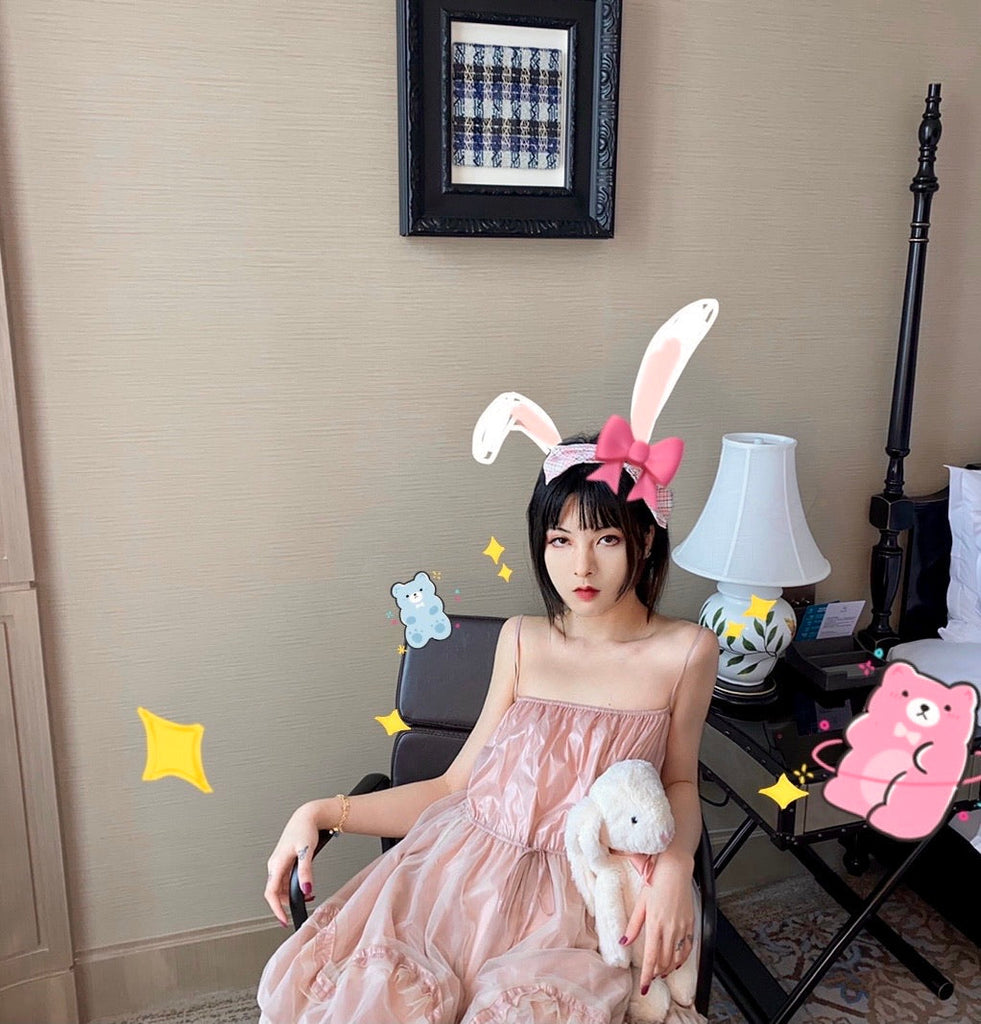 Get trendy with [Mid Season Sale] Escaped Bunny In Peach Flower Garden Dress (designer Arilf) -  available at Peiliee Shop. Grab yours for $45 today!