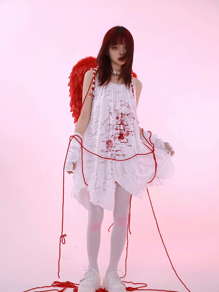 Get trendy with [Evil Tooth] The falling angel mini dress - Dresses available at Peiliee Shop. Grab yours for $55 today!