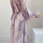 Get trendy with Lilac Floral Dress Gown - Dresses available at Peiliee Shop. Grab yours for $38.60 today!