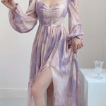 Get trendy with Lilac Floral Dress Gown - Dresses available at Peiliee Shop. Grab yours for $38.60 today!