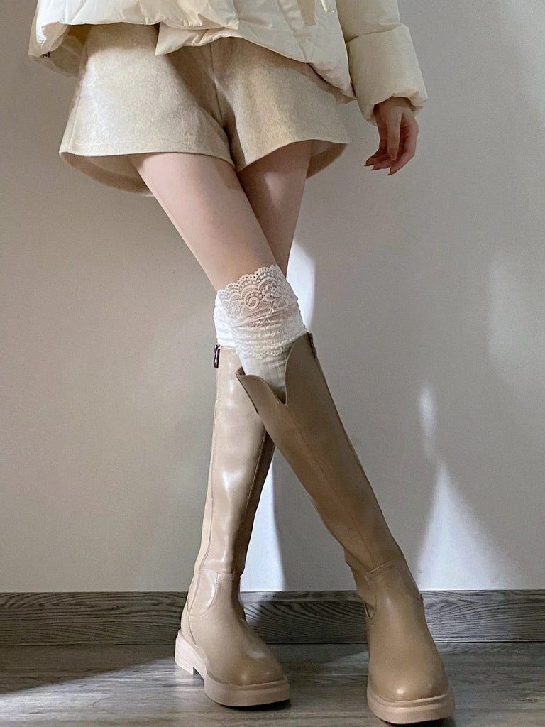 Get trendy with [Basic] Angelic Cloud Lace Cotton Over-knee socks - Stocking available at Peiliee Shop. Grab yours for $7.90 today!