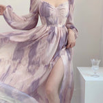 Get trendy with Lilac Floral Dress Gown - Dresses available at Peiliee Shop. Grab yours for $38.60 today!