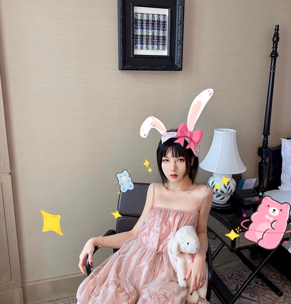 Get trendy with [Sweden warehouse] Escaped Bunny In Peach Flower Garden Dress (designer Arilf) -  available at Peiliee Shop. Grab yours for $55 today!