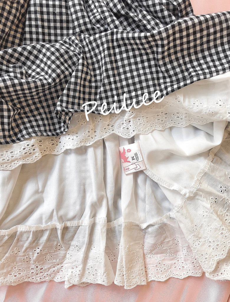Get trendy with Ballet Dream Babydoll Ballerina gingham dress - Dress available at Peiliee Shop. Grab yours for $36 today!