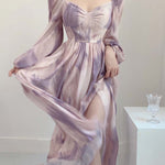 Get trendy with Lilac Floral Dress Gown - Dresses available at Peiliee Shop. Grab yours for $38.60 today!