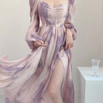 Get trendy with Lilac Floral Dress Gown - Dresses available at Peiliee Shop. Grab yours for $38.60 today!