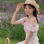 Get trendy with Tulip Flower Sea Floral Mini Dress - Dresses available at Peiliee Shop. Grab yours for $36.80 today!