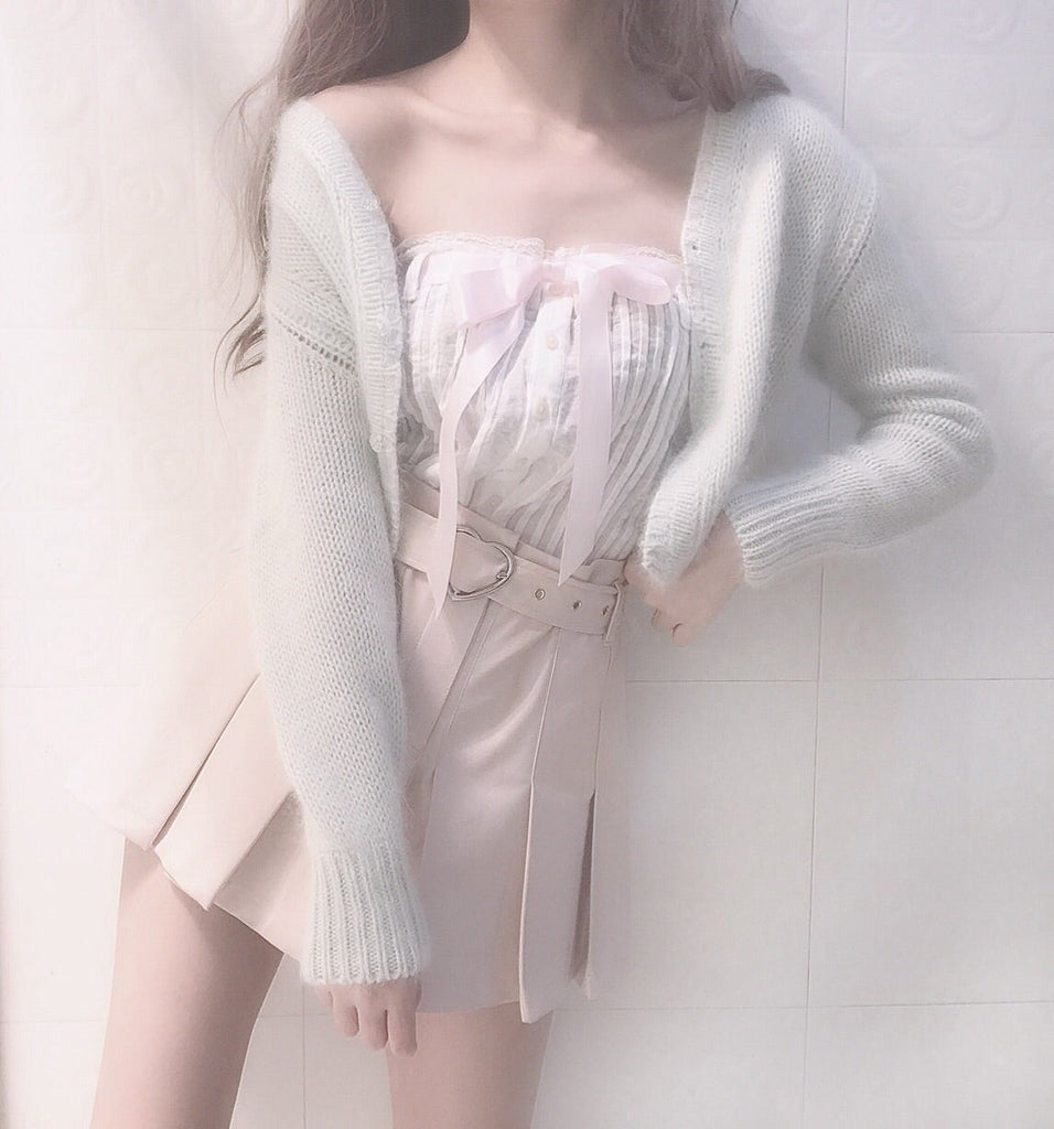 Get trendy with Swan Lake Pastel Mint Larme Kei Styled Soft Cardigan -  available at Peiliee Shop. Grab yours for $42 today!