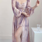 Get trendy with Lilac Floral Dress Gown - Dresses available at Peiliee Shop. Grab yours for $38.60 today!