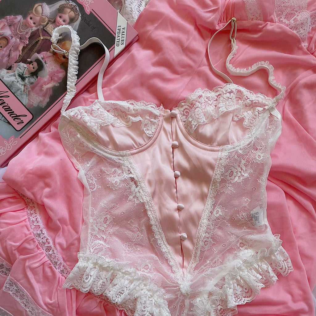 Get trendy with [Basic] Rosey Sweetheart lace bodysuit - Lingerie available at Peiliee Shop. Grab yours for $18 today!