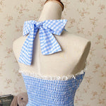 Get trendy with Sea Kissed Sailor Gingham Bodysuit Dress - Dresses available at Peiliee Shop. Grab yours for $48 today!