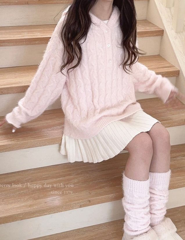 Get trendy with Soft Pink Age Wool Blended Sweater Hoodie - Sweater available at Peiliee Shop. Grab yours for $9 today!