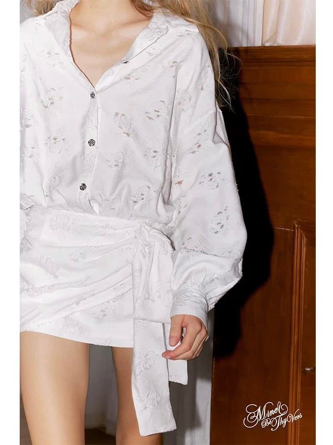 Get trendy with [Mine be thy vers] Lune Étoilée Shirt Dress Bodycon Mini Dress - Shirts & Tops available at Peiliee Shop. Grab yours for $59.90 today!