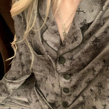 KittenClaw Dark Grey Dream Cross Pajamas Set