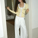 MineBeThyVers Lemon Butter Layered Knit Sweatshirt
