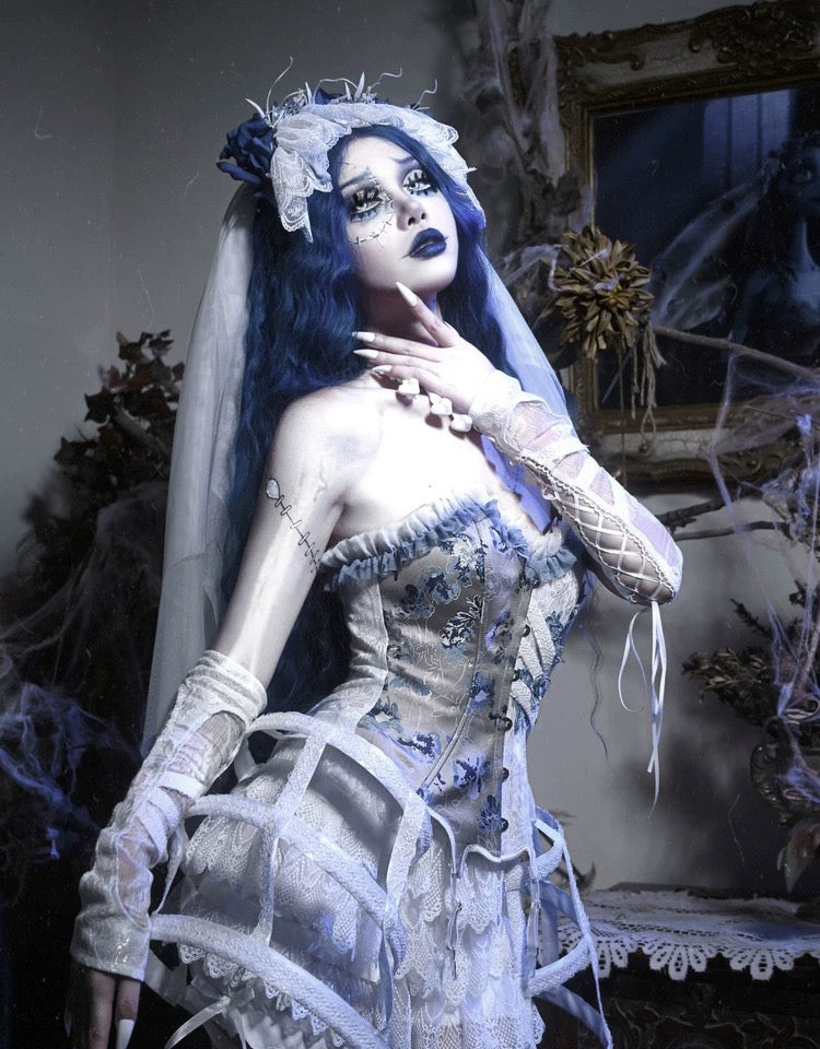 Get trendy with [Blood Supply] Corpse Bride 2024 Halloween Costume Gothic Corset Top with petticoats - Crop Top available at Peiliee Shop. Grab yours for $49.90 today!