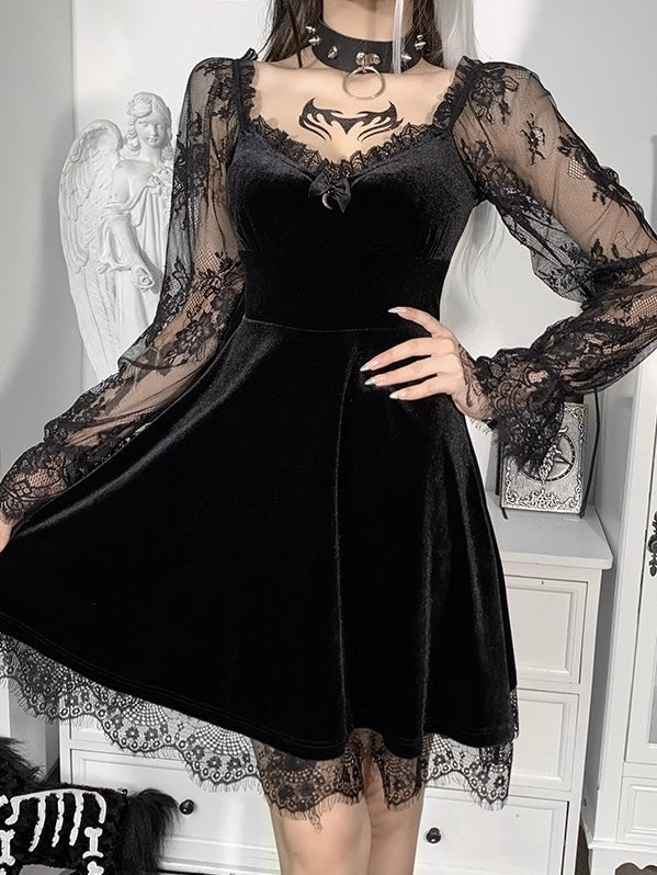 Get trendy with My Gothic Soul Lace Mini Dress -  available at Peiliee Shop. Grab yours for $25 today!