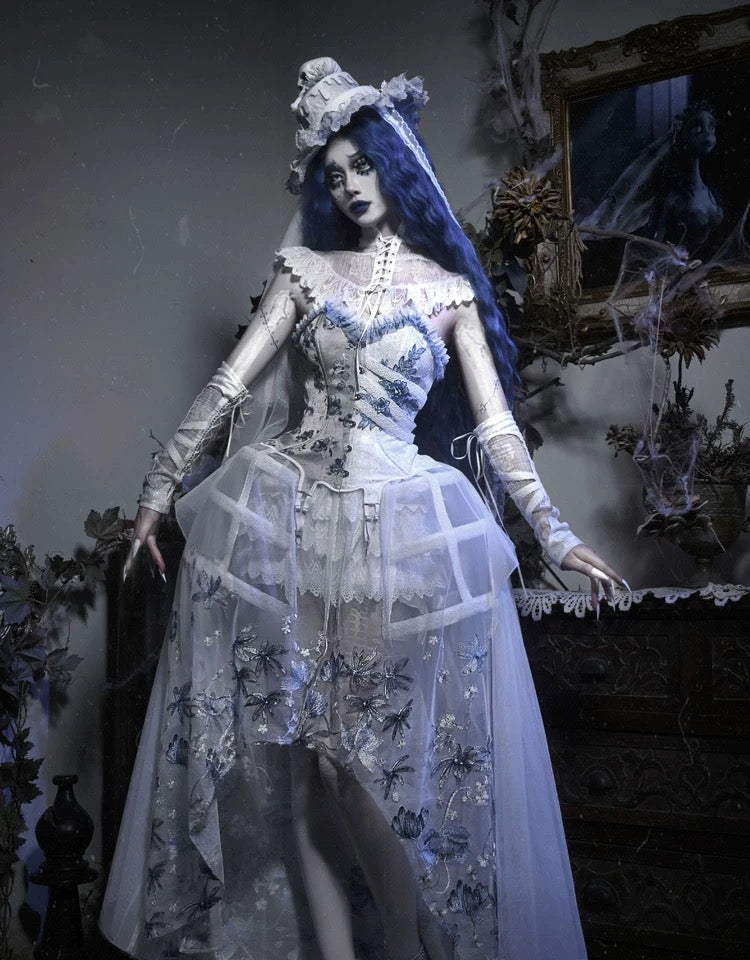 Get trendy with [Blood Supply] Corpse Bride 2024 Halloween Costume Gothic Corset Top with petticoats - Crop Top available at Peiliee Shop. Grab yours for $49.90 today!