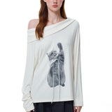 Reabobo Kitty Ribbon Off-shoulder Top