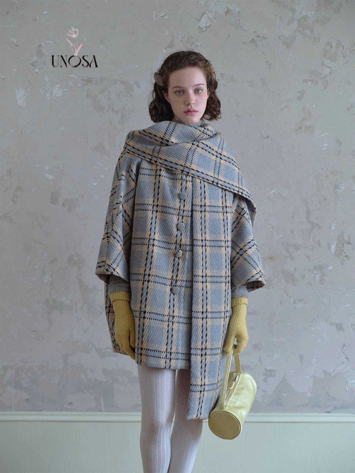 Get trendy with [UNOSA] British Girl Oversized Scarf Collar Plaid Coat - Coats & Jackets available at Peiliee Shop. Grab yours for $145 today!