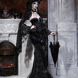 Blood Supply Moon Funeral Beaded Lace Cape