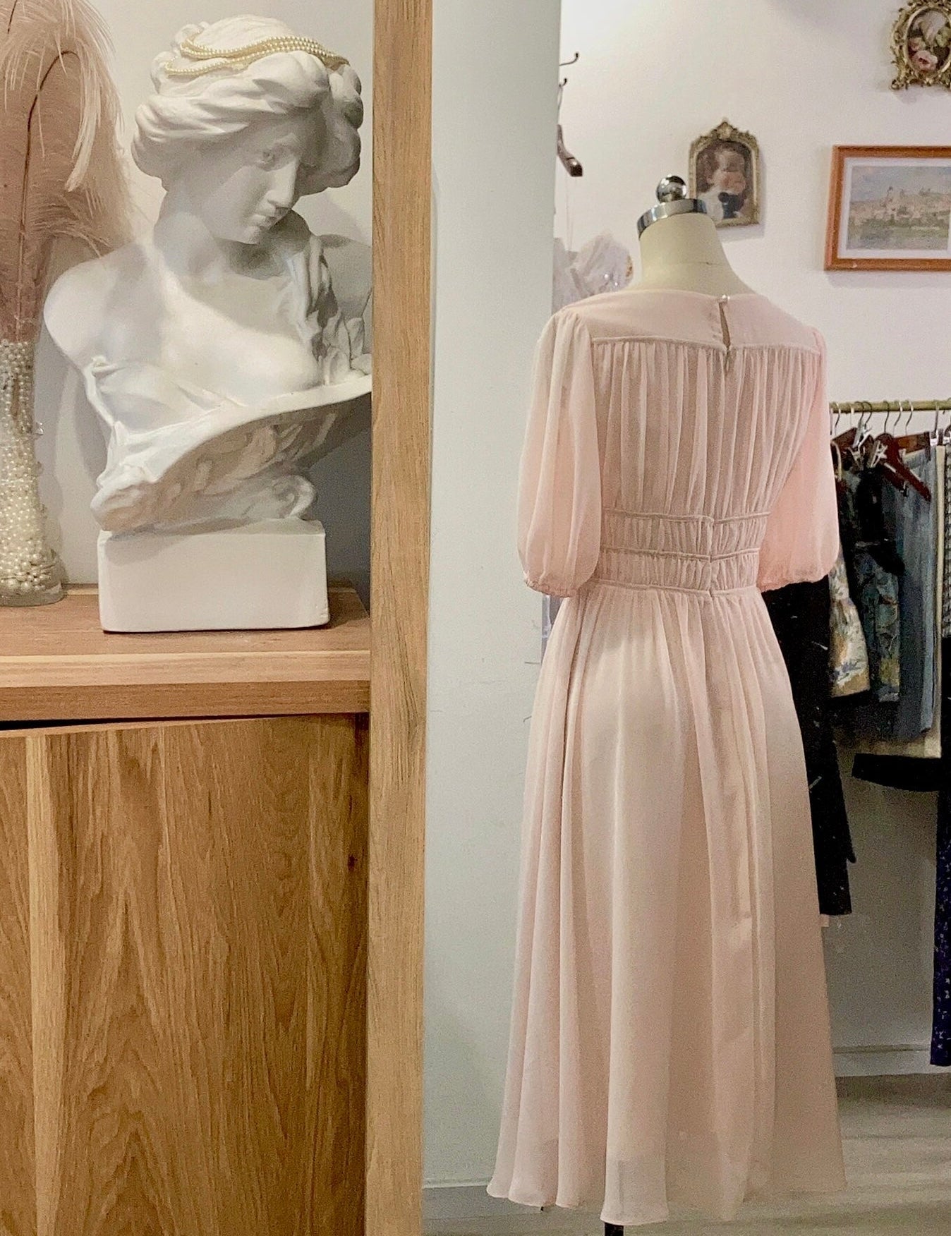 Get trendy with [Customized] Soft Rose - Sound Of Music Movie Inspired Midi Dress - Dress available at Peiliee Shop. Grab yours for $118 today!
