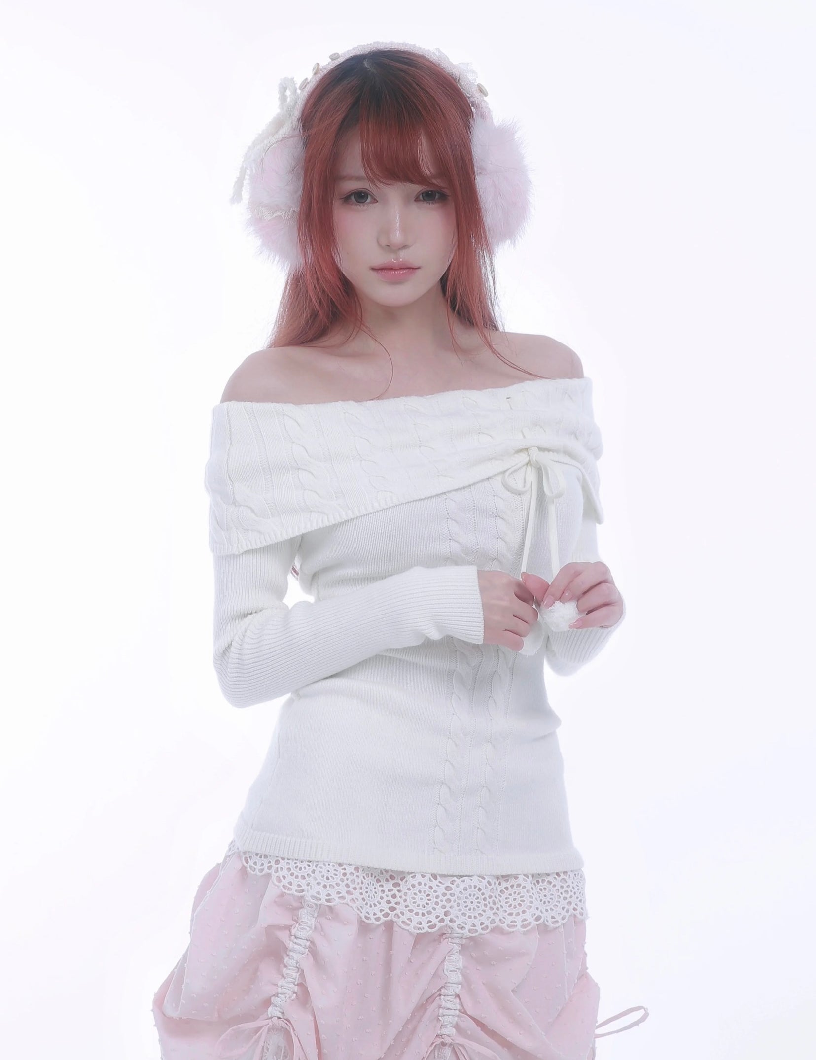 Get trendy with [Rose Island] The White Romance Wool-blend Sweater -  available at Peiliee Shop. Grab yours for $60 today!