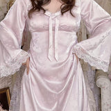 Not A Perfect Doll Soft Pink Satin Loungewear Dress