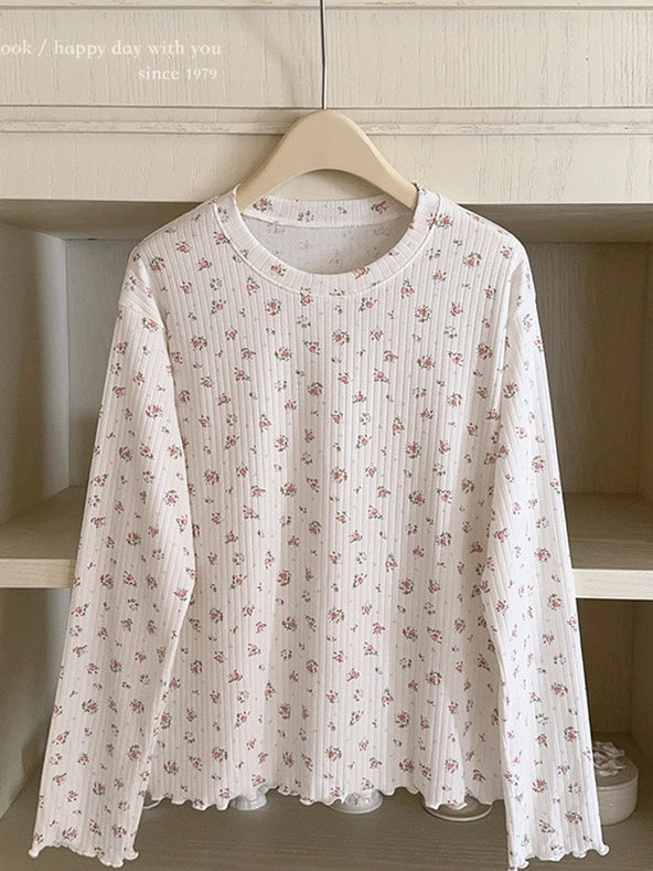 Get trendy with Floral Puff Cream Cake Cotton Shirt - Sweater available at Peiliee Shop. Grab yours for $16 today!