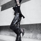 [Blood Supply] Shadow Stalker Gothic Slim Fit Low Waist Flared Pants