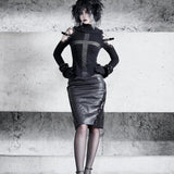 [Blood Supply] Shadow Stalker Gothic PU Leather A-line Skirt