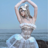 [Blood Supply] Silver Song Of Siren - Jellyfish Corset Mini Dress