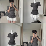 Get trendy with [Customizable] High school sweetheart 2 in 1 cotton mini dress -  available at Peiliee Shop. Grab yours for $45 today!