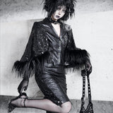 [Blood Supply] Shadow Stalker Gothic PU Leather A-line Skirt