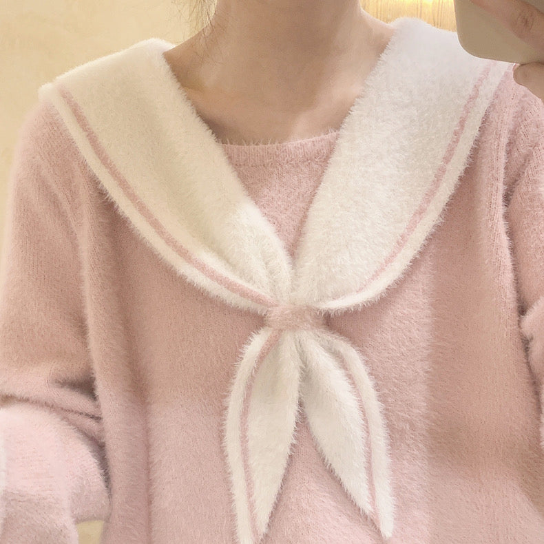 Get trendy with [Faux Fur] Pink Sailor School Girls Warm Sweater - Sweater available at Peiliee Shop. Grab yours for $26.80 today!