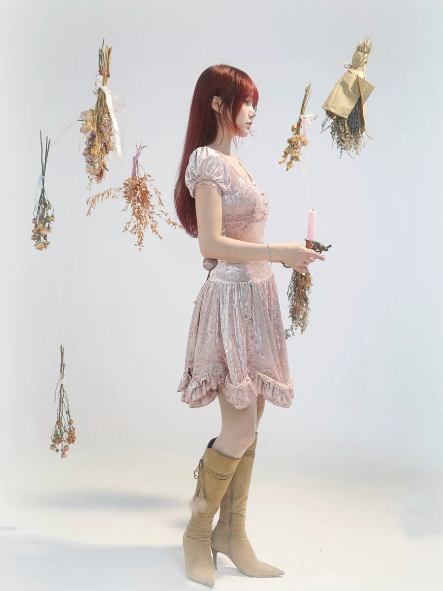 Get trendy with [Rose Island] Soft Pink Fairy Spirit Velvet Princess Dress -  available at Peiliee Shop. Grab yours for $54 today!