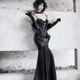 [Blood Supply] Shadow Stalker Gothic Bodycon Cami Dress with Mermaid Hem