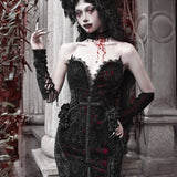 [Blood Supply] Scarlet Romance Gothic Velvet Mermaid Maxi Dress Gown