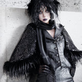 [Blood Supply] Shadow Stalker Gothic Faux Fur Cape Coat PU Leather