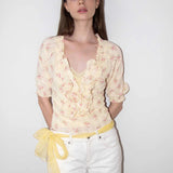 MineBeThyVers Butter Bloom Ruffle 2 in 1 Floral Blouse
