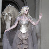 Blood Supply Moonlight Spirit Flower Semi-sheer Tulle Long Cap